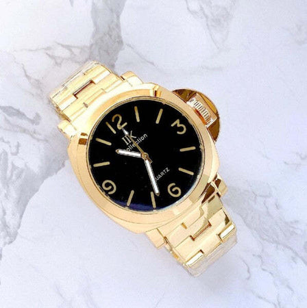Orologio-Da-Polso-Ik-Collection-Uomo-Analogico-Al-Quarzo-Grande-Oro-Fondo-Nero