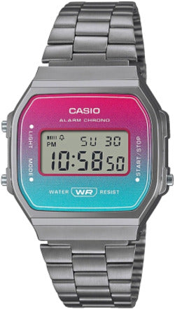 Orologio Da Polso Unisex Casio A168werb-2aef Display Digitale Cinturino in Acciaio Inossidabile