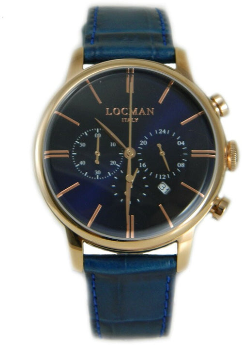 Locman 1960 orologio cronografo classico blu cassa rosè