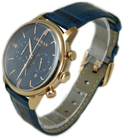 Locman 1960 orologio cronografo classico blu cassa rosè