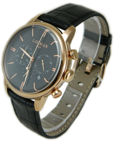 Locman 1960 orologio cronografo classico nero cassa rosè