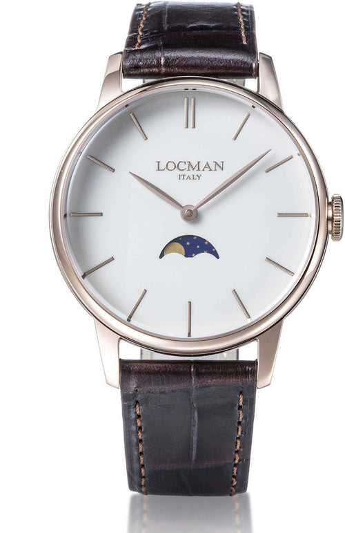 Locman 1960 orologio uomo fasi lunari classico cassa PVD rosa