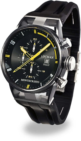 Locman Montecristo orologio cronografo al quarzo nero giallo