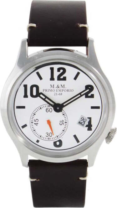 Orologio Da Polso Uomo M&m Primo Emporio Luxury 1021w in Pelle Marrone Orologio Analogico Quadrante Bianco Tondo Moda/Uomo/Orologi/Orologi da polso Milano Fashion Watch - Marcianise, Commerciovirtuoso.it