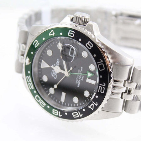 Orologio uomo Perseo GMT in acciaio quadrante nero W.R 100 MT
