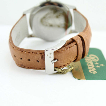 Orologio Da Polso Uomo Perseo Grande Settebello Carica Manuale Unitas 6376 Orologio Analogico Cassa in Acciaio E Quadrante Tondo Cinturino in Pelle Ansa Marrone