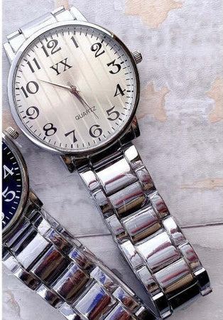 Orologio-Da-Polso-Uomo-Yx-Analogico-Al-Quarzo-Acciaio-Fashion-Elegante-Silver