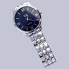 Orologio-Da-Polso-Yx-Uomo-Analogico-Al-Quarzo-Elegante-Acciaio-Silver-Fondo-Blu