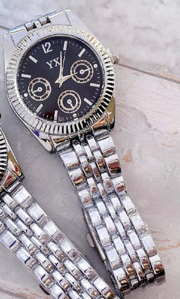 Orologio Da Polso Yx Uomo Analogico Calendario Elegante Silver