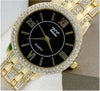 Orologio-Da-Polso-Zcc-13-Donna-Quarzo-Acciaio-Moda-Brillantini-Dorato-Fondo-Nero