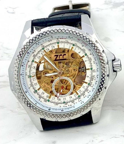 Orologio Da Polso Zcc Per Uomo Movimento Automatico Cinturino Pelle Nera Bianco Abbigliamento e Accessori > Orologi e gioielli > Orologi Uomo Trade Shop italia - Napoli, Commerciovirtuoso.it
