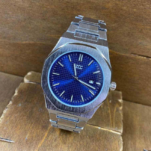 Orologio Da Polso Zcc Uomo Al Quarzo Analogico Data Elegante Silver Fondo Blu Moda/Uomo/Orologi/Orologi da polso Trade Shop italia - Napoli, Commerciovirtuoso.it