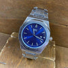 Orologio-Da-Polso-Zcc-Uomo-Al-Quarzo-Analogico-Data-Elegante-Silver-Fondo-Blu