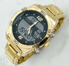 Orologio-Da-Polso-Zcc-Uomo-In-Acciaio-Dual-Time-Resistente-All'acqua-Dorato-Nero