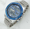Orologio-Da-Polso-Zcc-Uomo-In-Acciaio-Dual-Time-Resistente-All'acqua-Silver-Blu