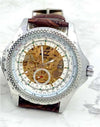 Orologio-Da-Polso-Zcc-Uomo-Movimento-Automatico-Cinturino-Pelle-Marrone-Bianco