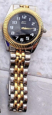 Orologio-Da-Polso-Zcc-Uomo-Quarzo-Acciaio-Analogico-Casual-Bicolore-Fondo-Nero