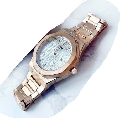 Orologio-Da-Polso-Zcc-Uomo-Quarzo-Analogico-Data-Elegante-Rose-Gold-Fondo-Bianco