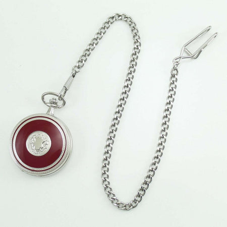 Orologio da tasca Lowell movimento meccanico a carica manuale cassa decorata con smalto rosso