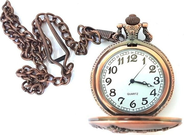 Orologio Da Tasca Taschino Quarzo Cipolla Catena Colore Bronzo Vintage commercioVirtuoso
