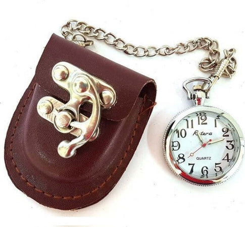 Orologio Da Tasca Vintage Uomo - Con Catena, Quadrante Argento, Quarzo, Design Classico E Elegante - Foto 7