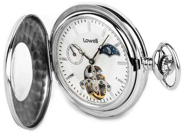 Orologio da tasca Meccanico carica manuale Lowell movimento a vista fasi lunari