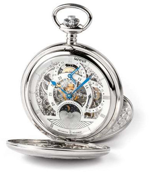 Orologio da tasca Movimento meccanico carica manuale Dual time fasi giorno/notte