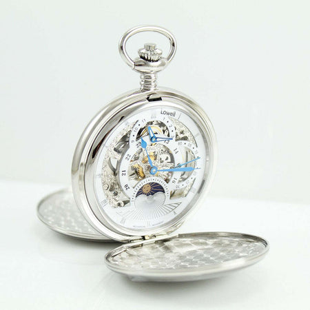 Orologio da tasca Movimento meccanico carica manuale Dual time fasi giorno/notte