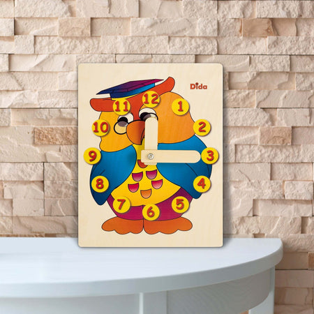 Orologio Didattico Gufo Bambini per Imparare a Leggere Le Ore