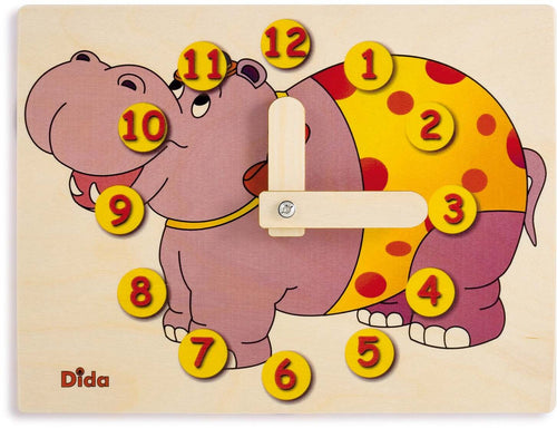 Orologio Didattico Ippopotamo Bambini per Imparare a Leggere Le Ore