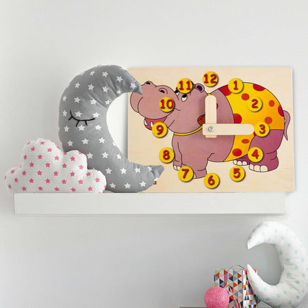 Orologio Didattico Ippopotamo Bambini per Imparare a Leggere Le Ore