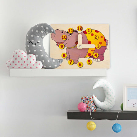 Orologio Didattico Ippopotamo Bambini per Imparare a Leggere Le Ore