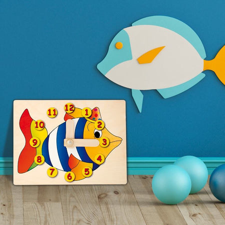 Orologio Didattico Pesce Bambini per Imparare a Leggere Le Ore