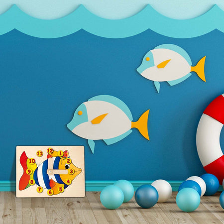 Orologio Didattico Pesce Bambini per Imparare a Leggere Le Ore