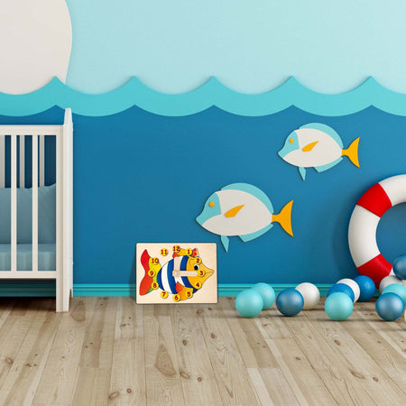 Orologio Didattico Pesce Bambini per Imparare a Leggere Le Ore