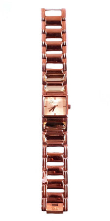 Orologio Donna Bluemarine Placcato Oro Rose Quadrato Maglia Spessa con Pietre Citrine a Incasso