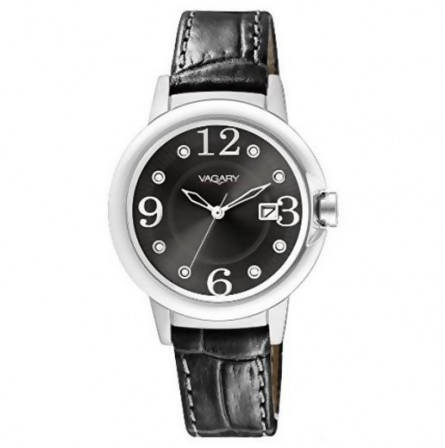 Orologio Donna Vagary by Citizen Solotempo Nero e Acciaio in Pelle Accessorio moda da polso Donna con Zirconi