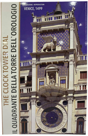 Orologio Grande Blu in Vetro Di Murano 25x25 Cm Orologio Con Quadrante Della Torre Dell'orologio Di Venezia 24h 100% in Vetro Di Venezia