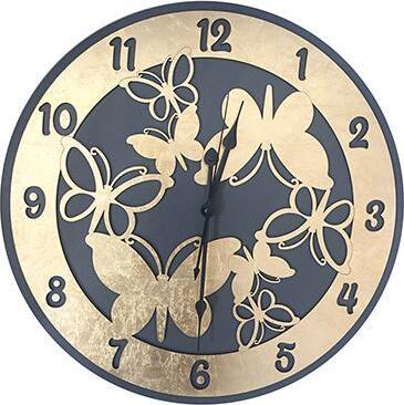 Orologio in fibra di legno con inserto decorato con foglia ora. Disponibile in due misure. Casa e cucina/Decorazioni per interni/Orologi/Orologi da parete MagiediNatale.it - Altamura, Commerciovirtuoso.it