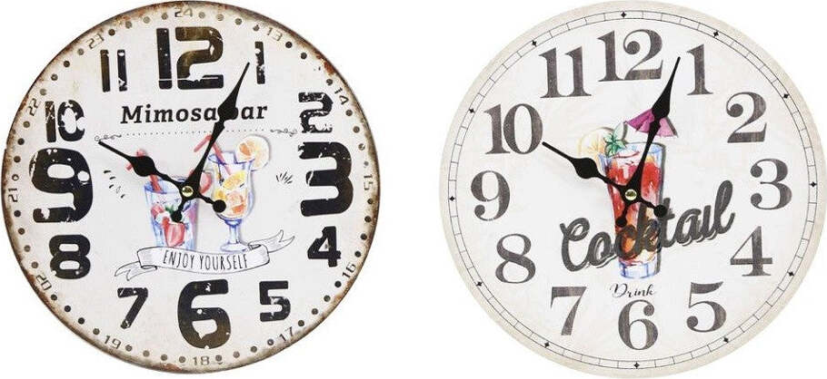 Orologio In Legno Da Parete Analogico Vintage Drink Cocktail