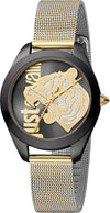 Orologio-JUST-CAVALLI-donna-Animalier-tempo-acciaio-mesh-oro-/-nero