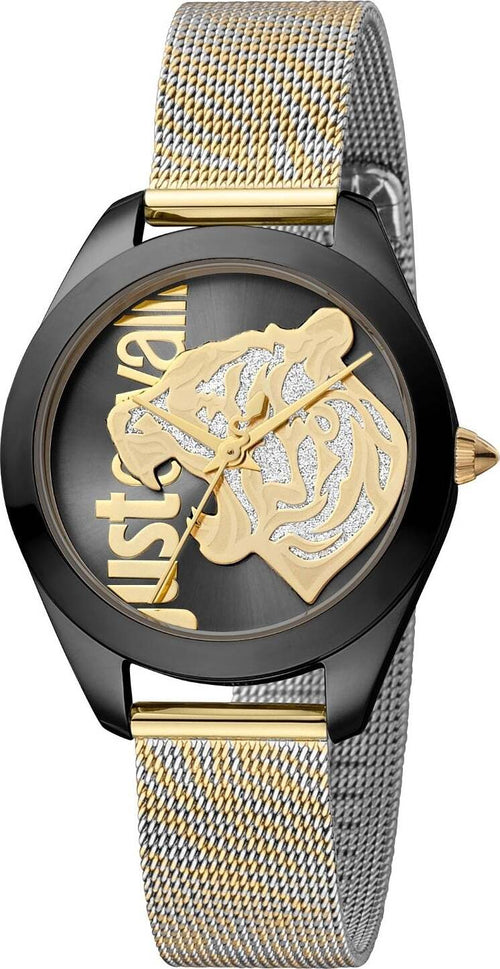 Orologio-JUST-CAVALLI-donna-Animalier-tempo-acciaio-mesh-oro-/-nero