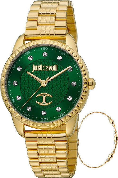 Orologio-JUST-CAVALLI-donna-Emozioni-Set-acciaio-dorato-/-verde
