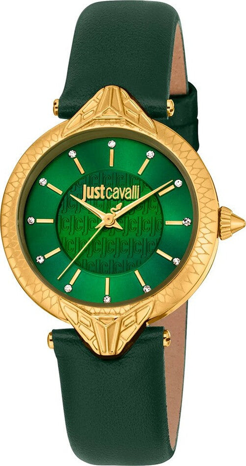Orologio-JUST-CAVALLI-donna-mod.-ANIMALIER-pelle-verde-/-oro