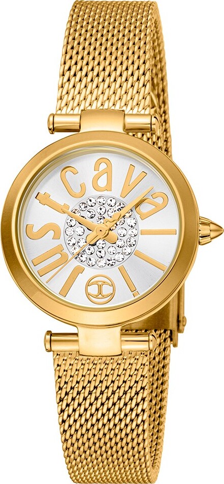 Orologio-JUST-CAVALLI-donna-MODENA-acciaio-dorato-/-bianco