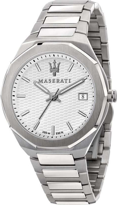 Orologio-MASERATI-uomo-Stile-datario-acciaio-/-bianco