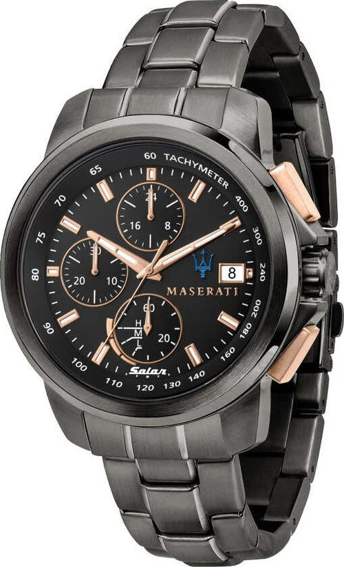 Orologio-MASERATI-uomo-Successo-Solar-cronografo-acciaio-gin