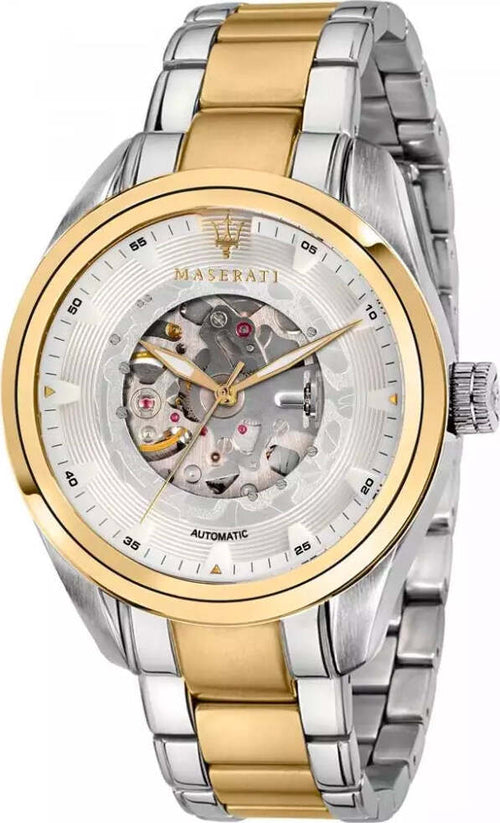 Orologio-MASERATI-uomo-Traguardo-automatico-bicolore
