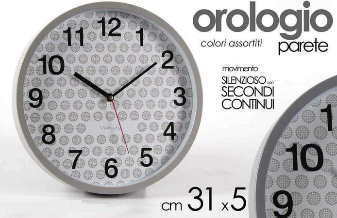 Orologio Parete Tondo 31x5cm Plastica Silenzioso Vanity Classico Moderno 681295 Casa e cucina/Decorazioni per interni/Orologi/Orologi da parete Trade Shop italia - Napoli, Commerciovirtuoso.it