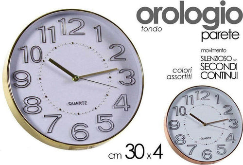 Orologio Parete Tondo Movimento Silenzioso 30x4 Cm Vari Colori Assortiti 722127 Casa e cucina/Decorazioni per interni/Orologi/Orologi da parete Trade Shop italia - Napoli, Commerciovirtuoso.it